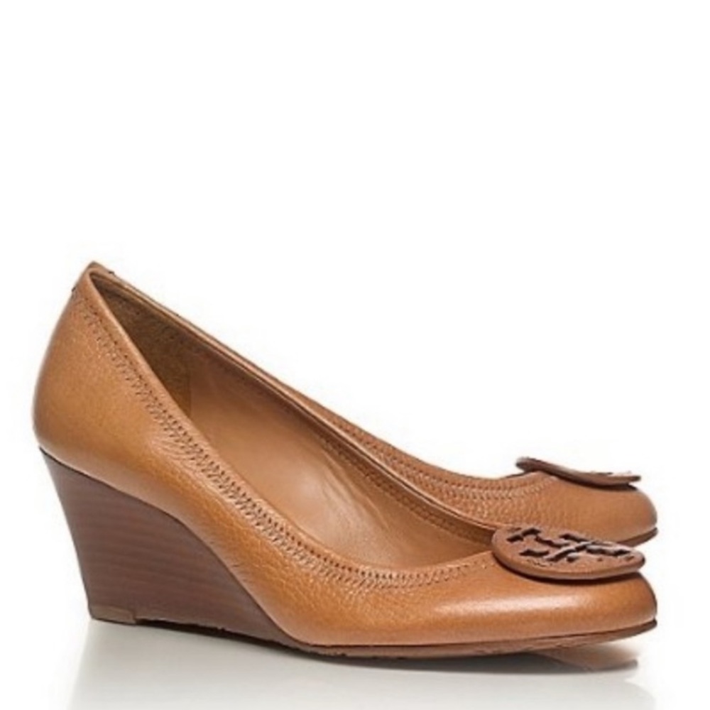 Tory Burch Sally Brown Leather Wedges